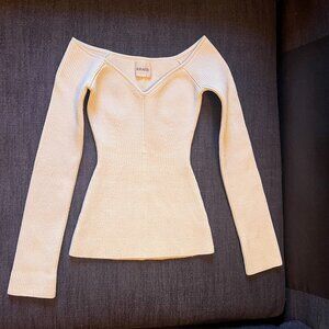 Khaite Off-The-Shoulder Long Sleeve Top